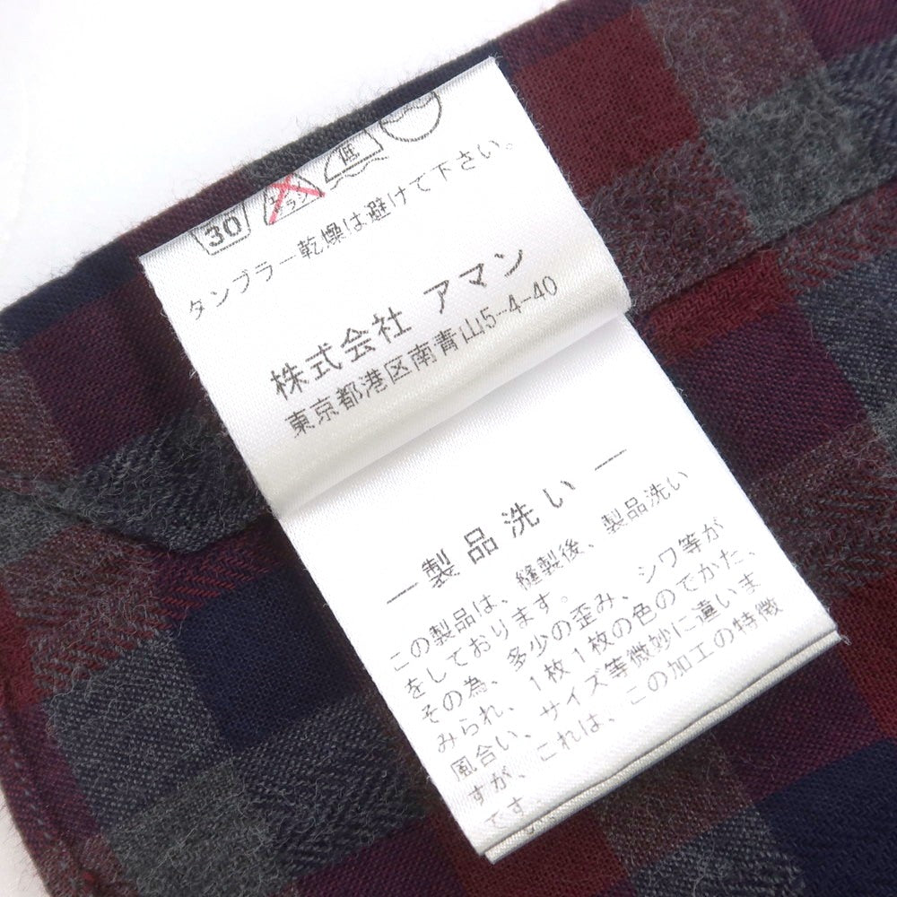 【中古】フィナモレ Finamore コットン チェック ホリゾンタルカラー カジュアルシャツ グレーxワイン【 40 】【 状態ランクB 】【 メンズ 】