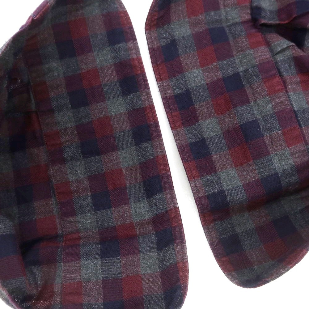 【中古】フィナモレ Finamore コットン チェック ホリゾンタルカラー カジュアルシャツ グレーxワイン【 40 】【 状態ランクB 】【 メンズ 】