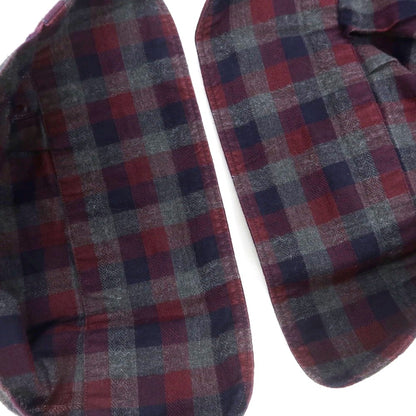 【中古】フィナモレ Finamore コットン チェック ホリゾンタルカラー カジュアルシャツ グレーxワイン【 40 】【 状態ランクB 】【 メンズ 】