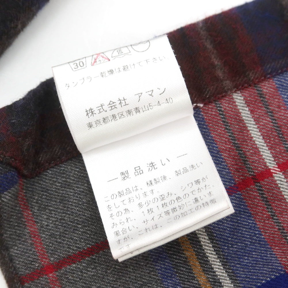 【中古】フィナモレ Finamore コットン チェック ホリゾンタルカラー カジュアルシャツ ダークブラウンxネイビー【 サイズ40 】【 状態ランクB 】【 メンズ 】 [BPD]