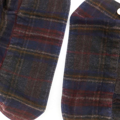 【中古】フィナモレ Finamore コットン チェック ホリゾンタルカラー カジュアルシャツ ダークブラウンxネイビー【 40 】【 状態ランクB 】【 メンズ 】