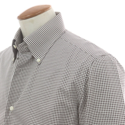 【中古】ルイジ ボレッリ Luigi Borrelli コットン チェック ボタンダウン カジュアルシャツ ブラウンxホワイト【 40 】【 状態ランクC 】【 メンズ 】