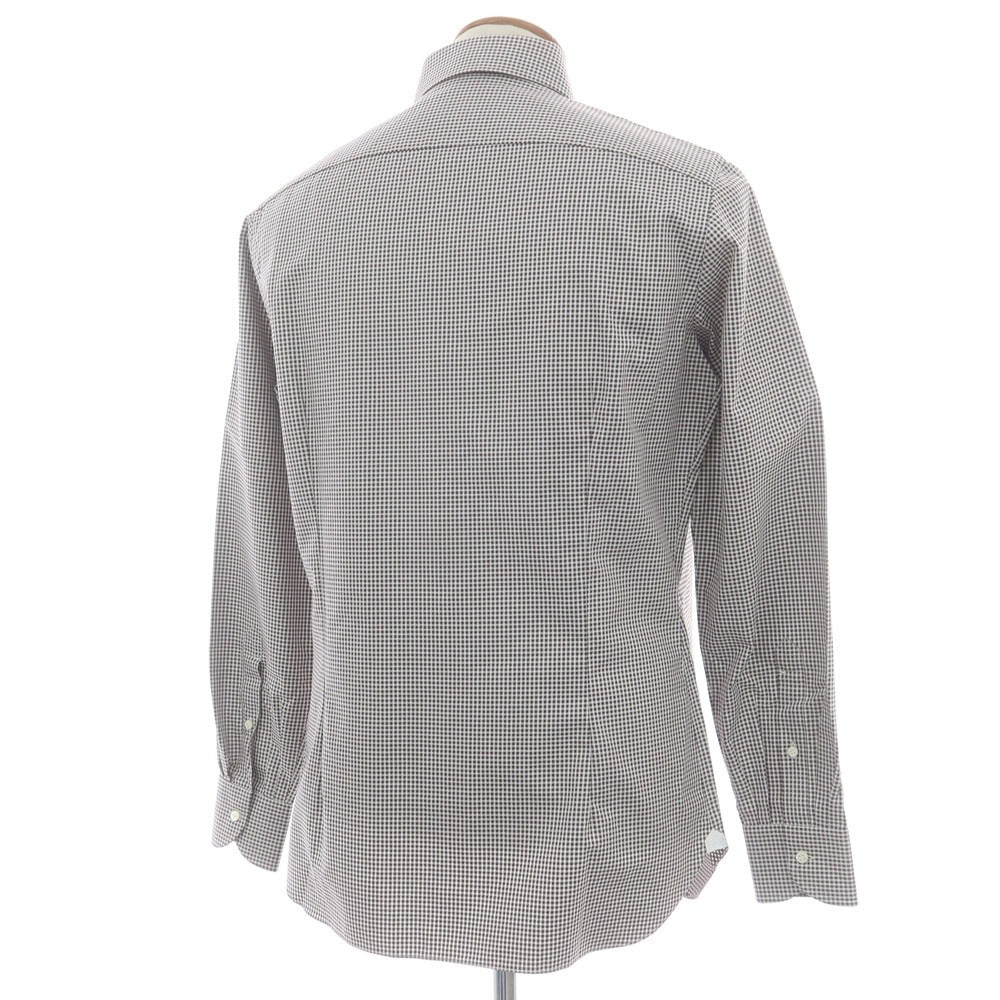 【中古】ルイジ ボレッリ Luigi Borrelli コットン チェック ボタンダウン カジュアルシャツ ブラウンxホワイト【 40 】【 状態ランクC 】【 メンズ 】