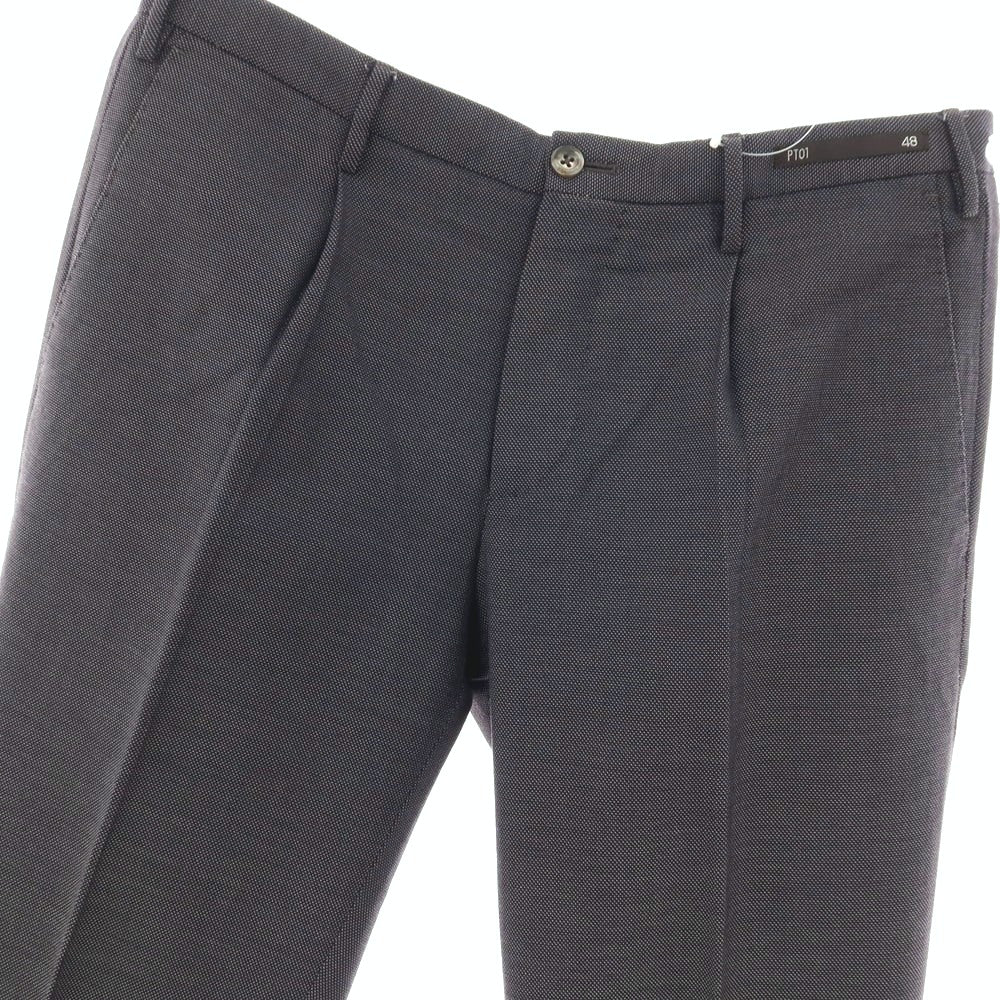 【中古】ピーティーゼロウーノ PT01 ストレッチ コットンウールポリエステル カジュアルスラックスパンツ ダークグレー系【サイズ48】【 状態ランクB 】【 メンズ 】