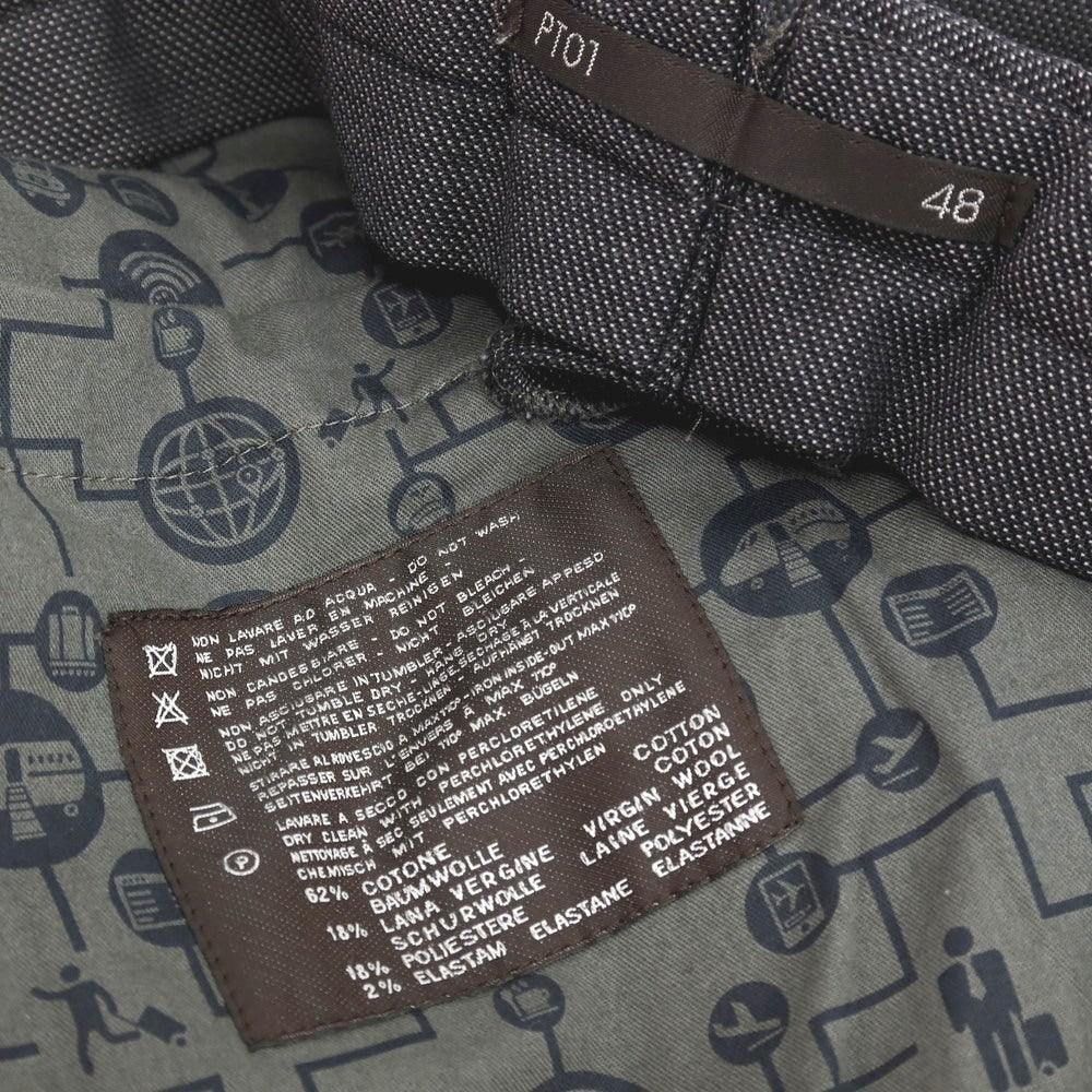 【中古】ピーティーゼロウーノ PT01 ストレッチ コットンウールポリエステル カジュアルスラックスパンツ ダークグレー系【サイズ48】【 状態ランクB 】【 メンズ 】