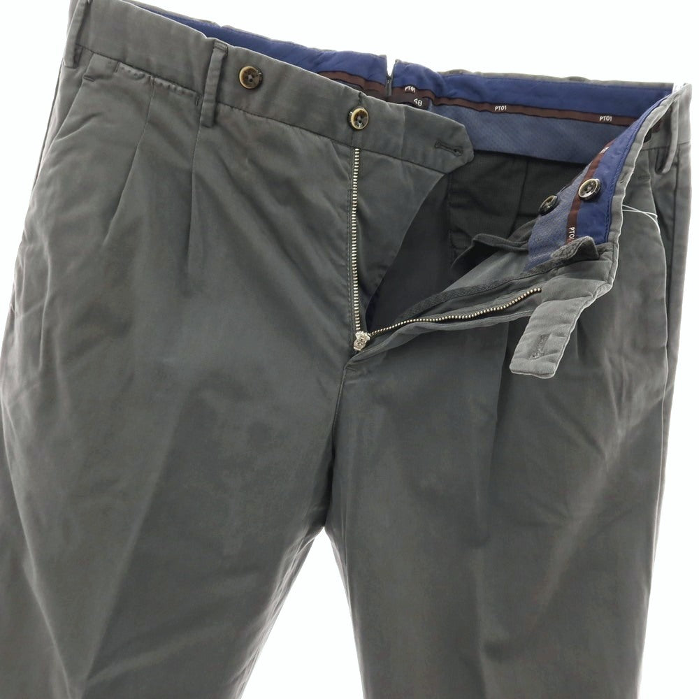 【中古】ピーティーゼロウーノ PT01 ストレッチ リヨセルコットン カジュアルスラックスパンツ グレー【サイズ48】【 状態ランクC 】【 メンズ 】