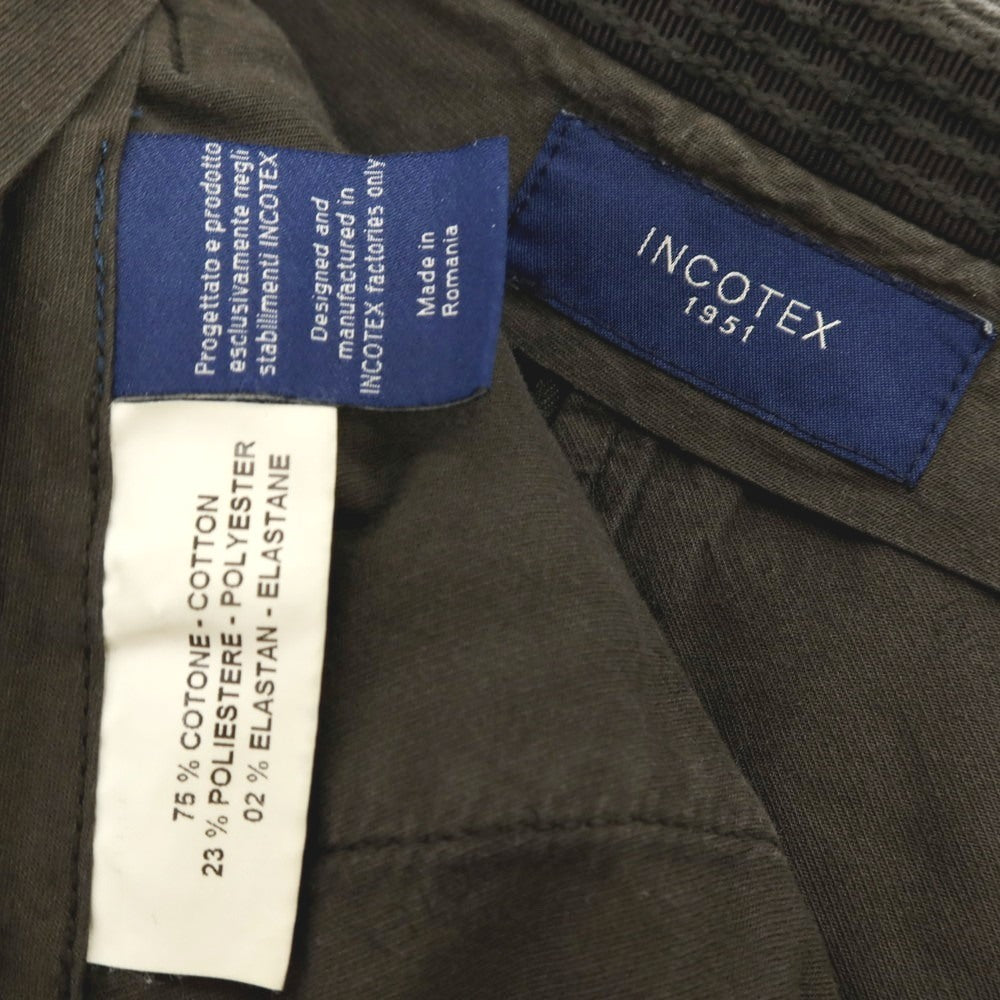 【中古】インコテックス INCOTEX ストレッチ コットンポリエステル カジュアルスラックスパンツ グリーングレー系【サイズ48】【 状態ランクB 】【 メンズ 】