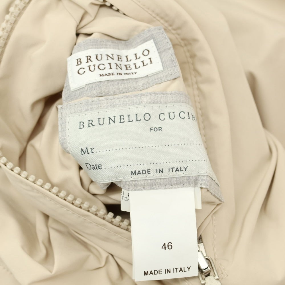 【中古】ブルネロクチネリ Brunello Cucinelli リバーシブル ポリエステルナイロン フーデッドコート ライトカーキxライトベージュ【 46 】【 状態ランクC 】【 メンズ 】