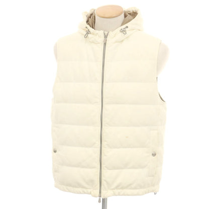 【中古】ブルネロクチネリ Brunello Cucinelli コットン フーデッド ダウンベスト ブルゾン オフホワイト【 44/S 】【 状態ランクD 】【 メンズ 】