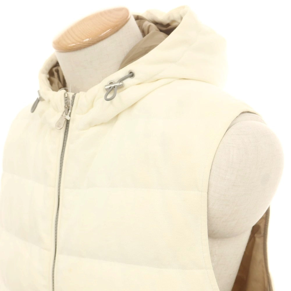 【中古】ブルネロクチネリ Brunello Cucinelli コットン フーデッド ダウンベスト ブルゾン オフホワイト【 44/S 】【 状態ランクD 】【 メンズ 】