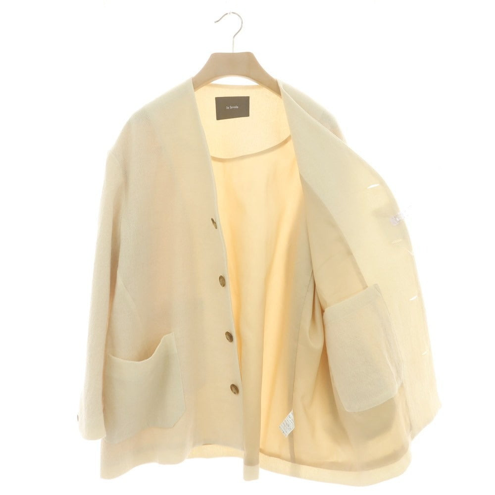 【中古】ラファーボラ La Favola ウール カーディガン ノーカラージャケット アイボリー【 1 】【 状態ランクB 】【 メンズ 】