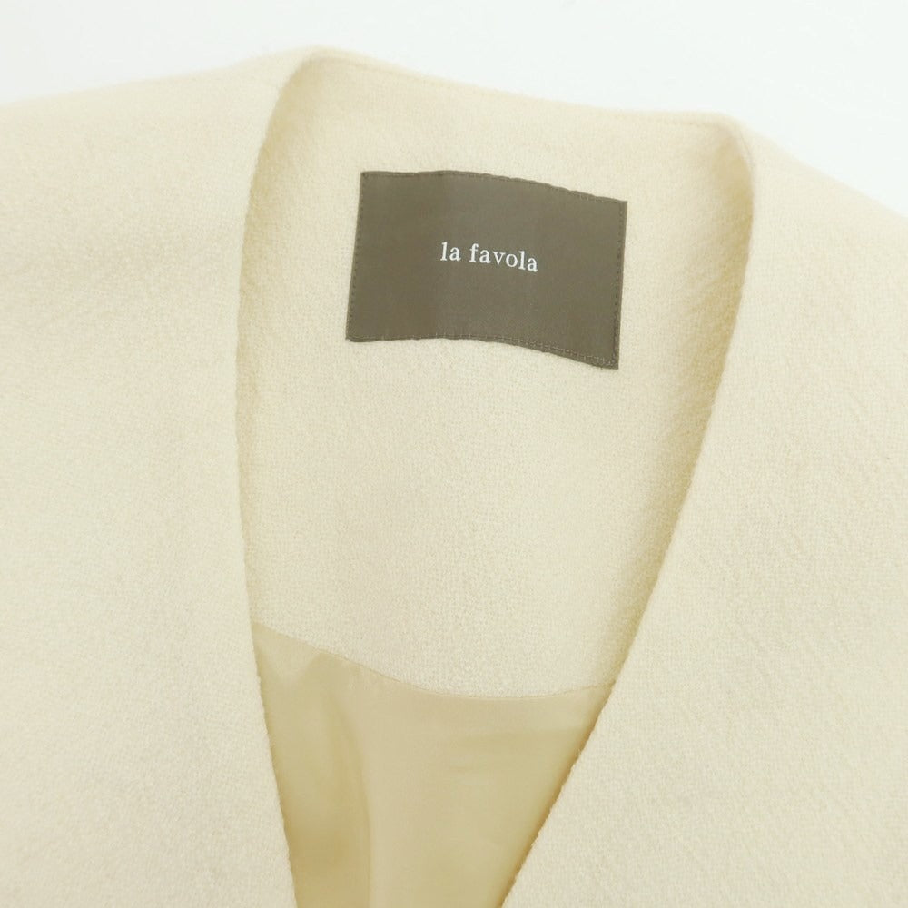 【中古】ラファーボラ La Favola ウール カーディガン ノーカラージャケット アイボリー【 1 】【 状態ランクB 】【 メンズ 】