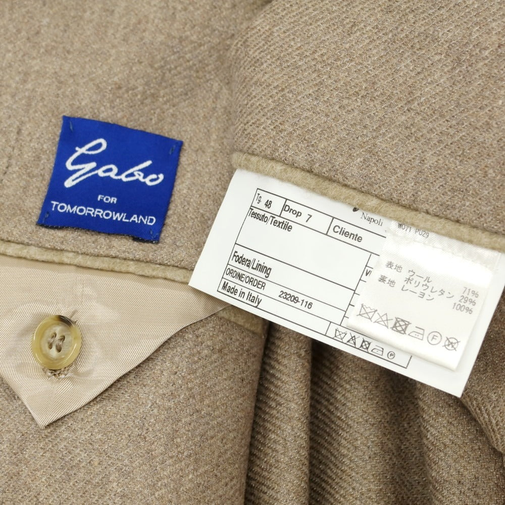 【中古】ジアーボ ガボ Gabo TOMORROWLAND別注 ストレッチ ウール 2B テーラードジャケット ベージュ【サイズ48 Drop7】【 状態ランクC 】【 メンズ 】 [DPD]