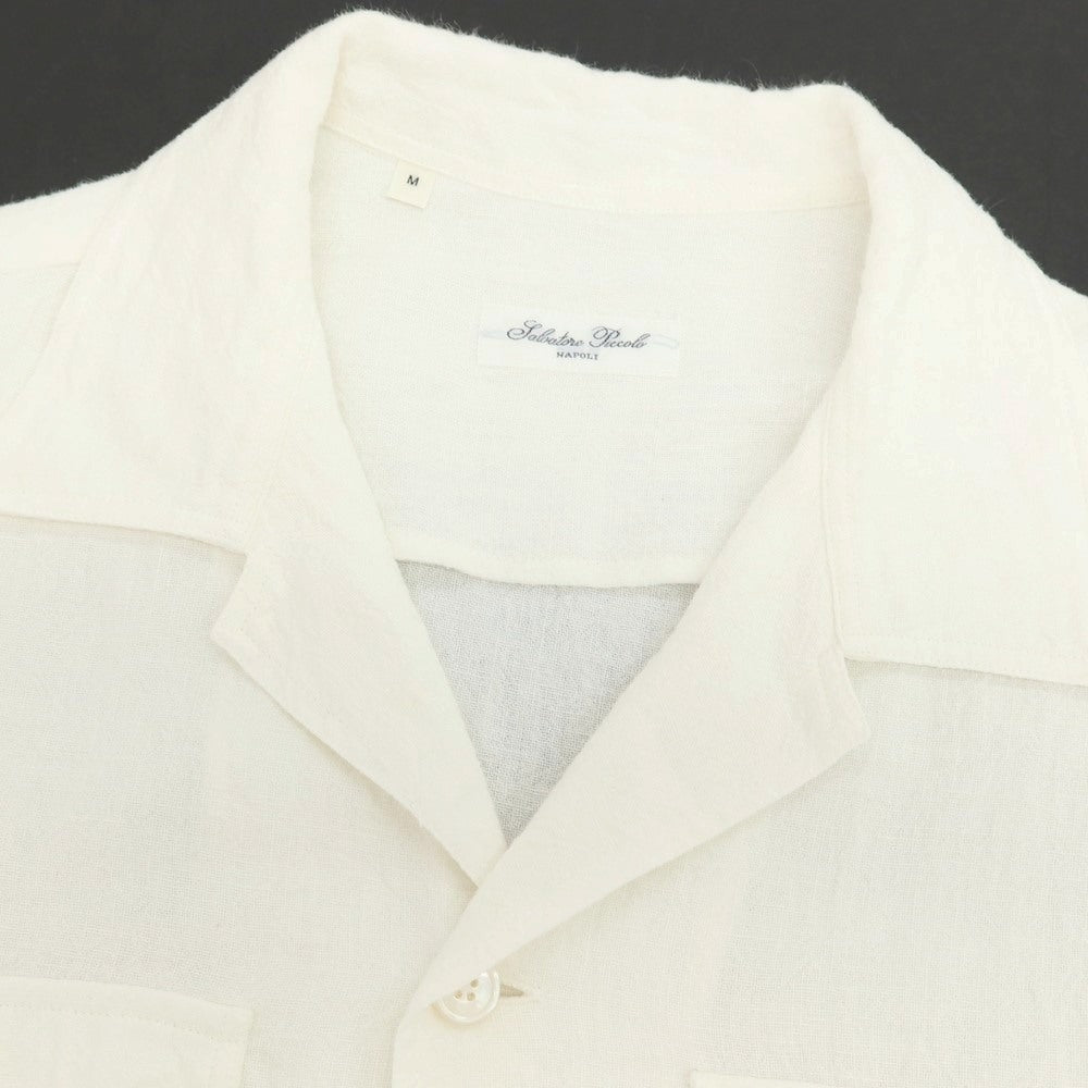 【中古】サルヴァトーレピッコロ Salvatore Piccolo リネン オープンカラー 半袖シャツ ホワイト【サイズM】【 状態ランクB 】【 メンズ 】