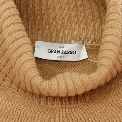 【中古】グランサッソ GRAN SASSO ウール タートルネック プルオーバーニット ベージュブラウン【 48 】【 状態ランクC 】【 メンズ 】