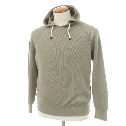 【中古】ブルネロクチネリ Brunello Cucinelli リブ編み ハイゲージ コットン ニット パーカー スモークグリーン【サイズ46】【 状態ランクC 】【 メンズ 】