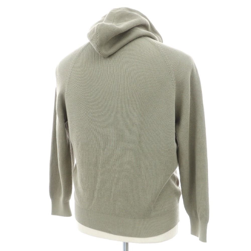 【中古】ブルネロクチネリ Brunello Cucinelli リブ編み ハイゲージ コットン ニット パーカー スモークグリーン【サイズ46】【 状態ランクC 】【 メンズ 】