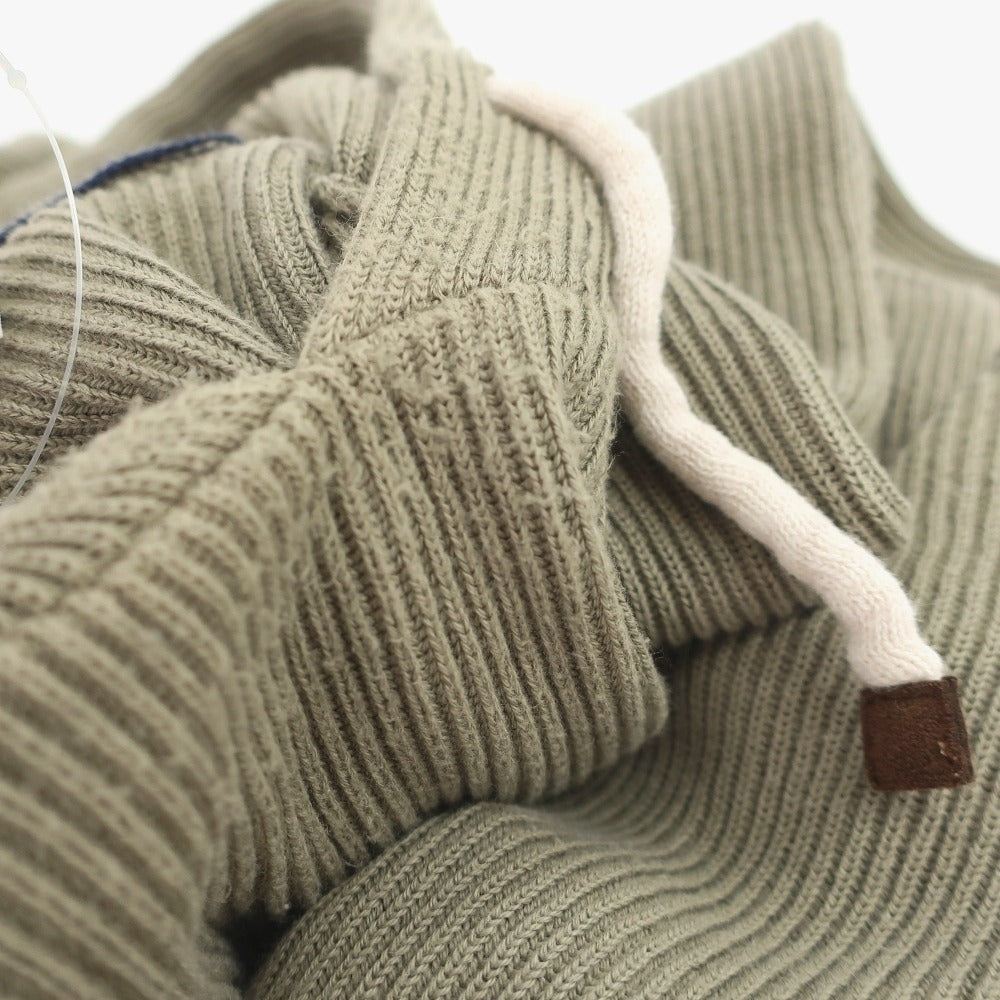 【中古】ブルネロクチネリ Brunello Cucinelli リブ編み ハイゲージ コットン ニット パーカー スモークグリーン【サイズ46】【 状態ランクC 】【 メンズ 】