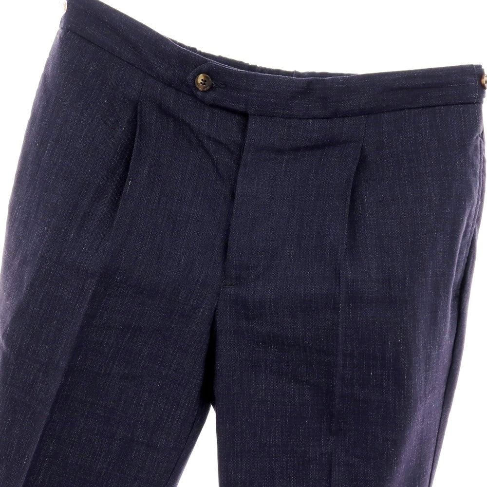 【中古】ロータスポーツ ROTA SPORTS ストレッチ ウールリネンコットン イージースラックスパンツ ネイビー【サイズ48】【 状態ランクB 】【 メンズ 】