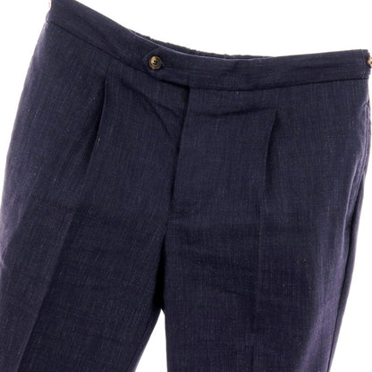 【中古】ロータスポーツ ROTA SPORTS ストレッチ ウールリネンコットン イージースラックスパンツ ネイビー【サイズ48】【 状態ランクB 】【 メンズ 】