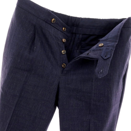 【中古】ロータスポーツ ROTA SPORTS ストレッチ ウールリネンコットン イージースラックスパンツ ネイビー【サイズ48】【 状態ランクB 】【 メンズ 】