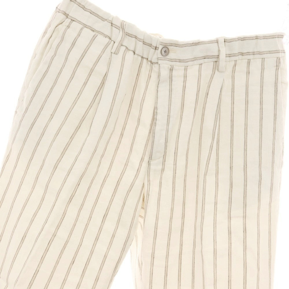 【中古】ブリリア1949 BRIGLIA 1949 ストレッチ リネンコットン イージースラックスパンツ ホワイトxベージュ【サイズ48】【 状態ランクB 】【 メンズ 】