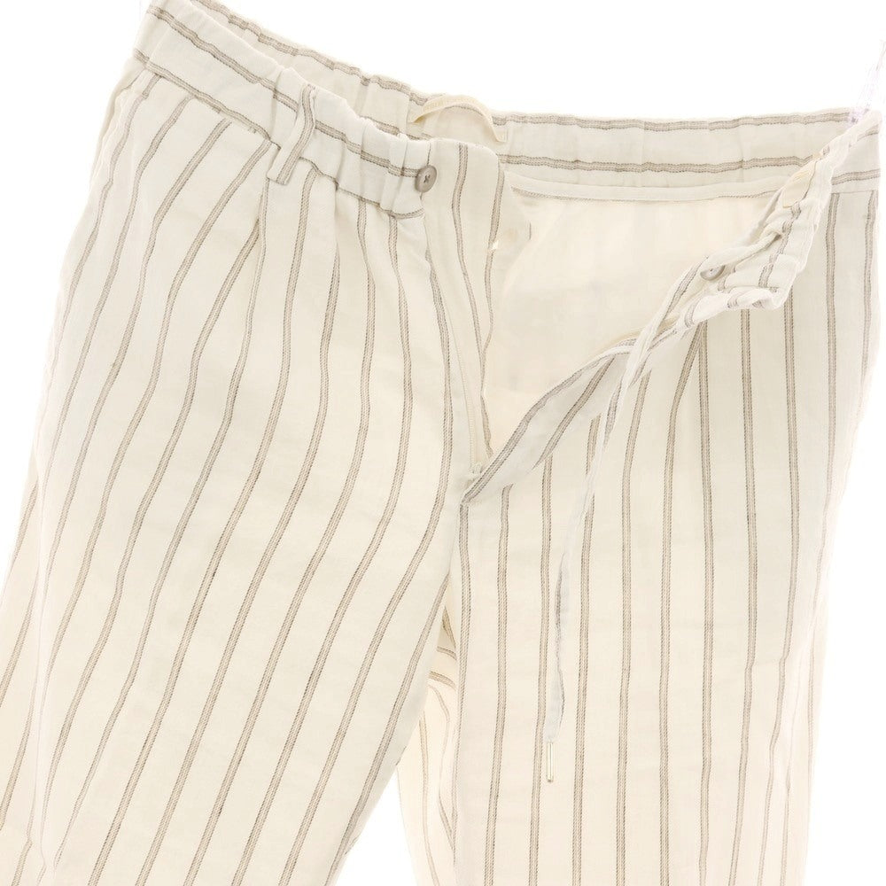 【中古】ブリリア1949 BRIGLIA 1949 ストレッチ リネンコットン イージースラックスパンツ ホワイトxベージュ【サイズ48】【 状態ランクB 】【 メンズ 】