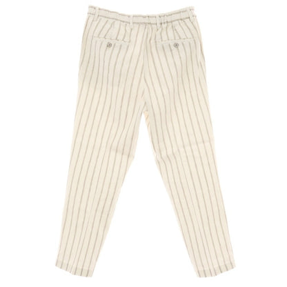 【中古】ブリリア1949 BRIGLIA 1949 ストレッチ リネンコットン イージースラックスパンツ ホワイトxベージュ【サイズ48】【 状態ランクB 】【 メンズ 】