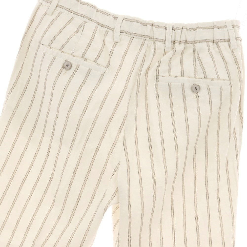 【中古】ブリリア1949 BRIGLIA 1949 ストレッチ リネンコットン イージースラックスパンツ ホワイトxベージュ【サイズ48】【 状態ランクB 】【 メンズ 】