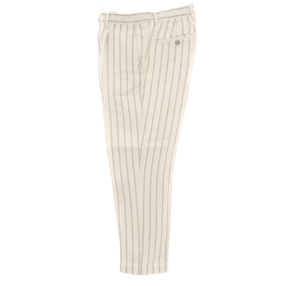 【中古】ブリリア1949 BRIGLIA 1949 ストレッチ リネンコットン イージースラックスパンツ ホワイトxベージュ【サイズ48】【 状態ランクB 】【 メンズ 】