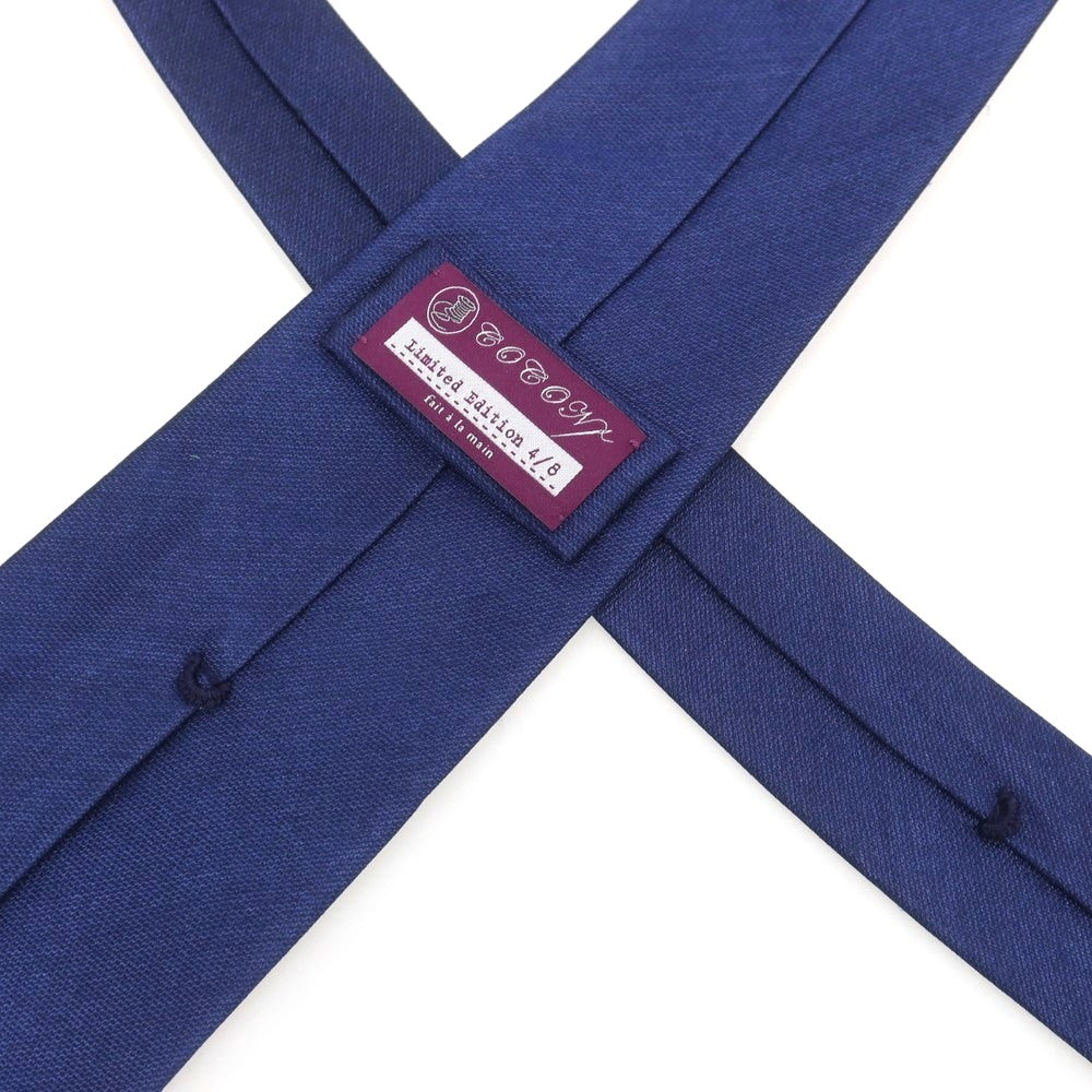 【中古】ココン COCON 柞蚕シルク トレピエゲ ソリッド ネクタイ ライトネイビー【 状態ランクB 】【 メンズ 】