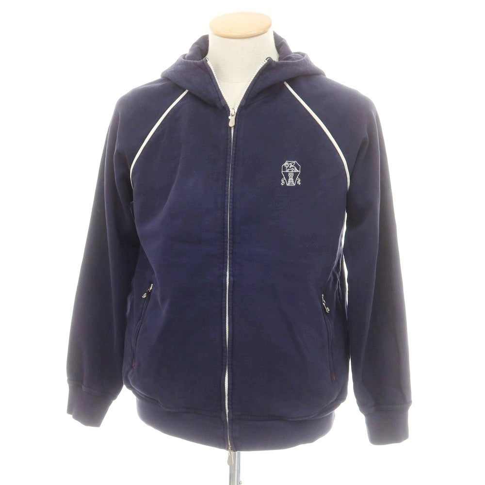 【中古】ブルネロクチネリ Brunello Cucinelli コットン ダブルジップ パーカー ライトネイビー【 XS 】【 状態ランクD 】【 メンズ 】