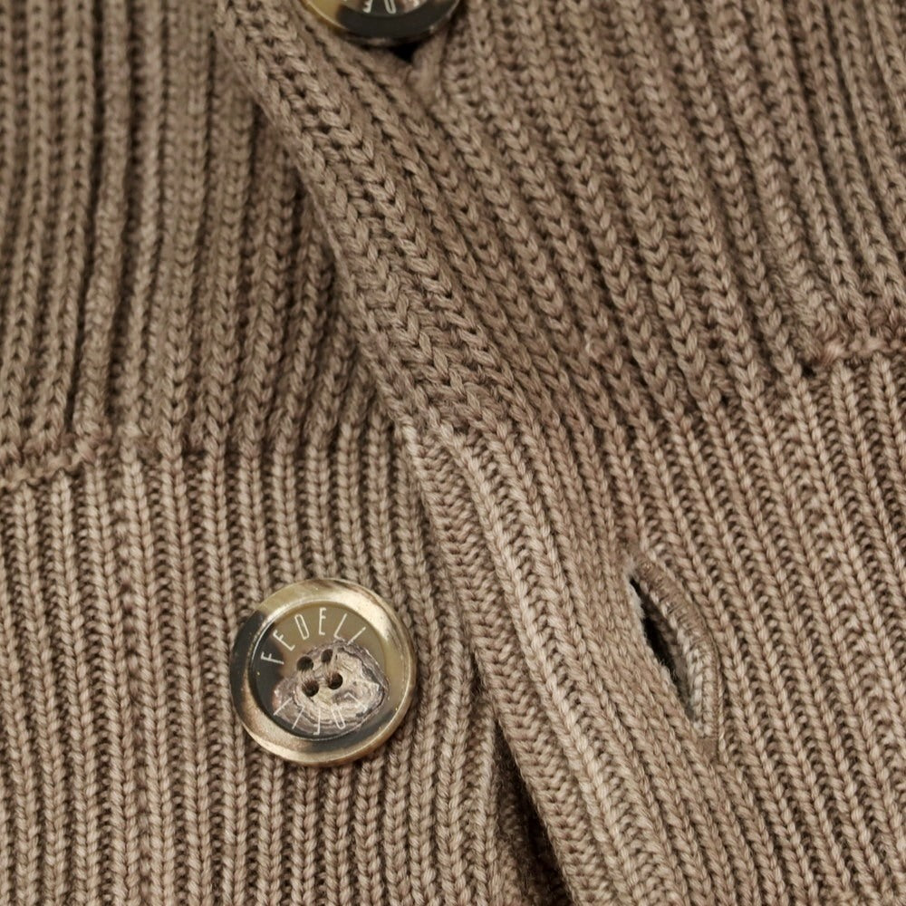 【中古】フェデーリ FEDELI ウール ショールカラー カーディガン アッシュブラウン【 46 】【 状態ランクC 】【 メンズ 】