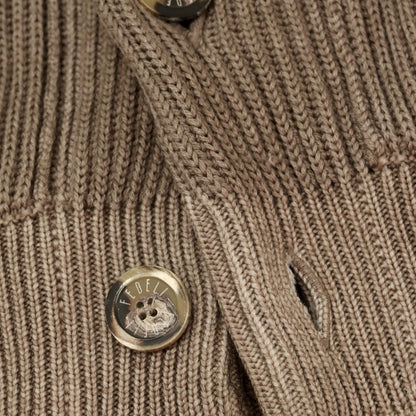 【中古】フェデーリ FEDELI ウール ショールカラー カーディガン アッシュブラウン【 46 】【 状態ランクC 】【 メンズ 】