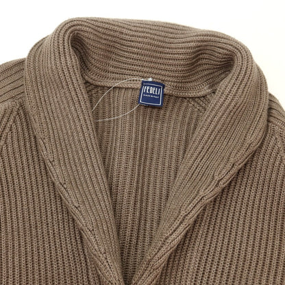 【中古】フェデーリ FEDELI ウール ショールカラー カーディガン アッシュブラウン【 46 】【 状態ランクC 】【 メンズ 】