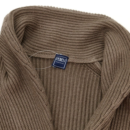 【中古】フェデーリ FEDELI ウール ショールカラー カーディガン アッシュブラウン【 46 】【 状態ランクC 】【 メンズ 】