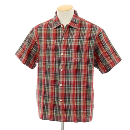 【中古】シュプリーム Supreme 2023年春夏 Metallic Plaid S/S Shirt コットンポリエステル チェック 半袖シャツ レッドxブラウン【サイズS】【 状態ランクB 】【 メンズ 】