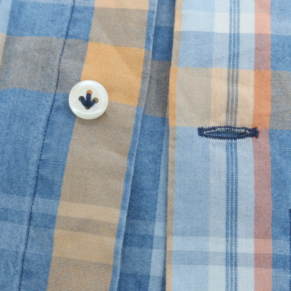 【中古】ジャンネット giannetto コットン チェック ボタンダウン カジュアルシャツ ブルーxオレンジ【 44 】【 状態ランクB 】【 メンズ 】