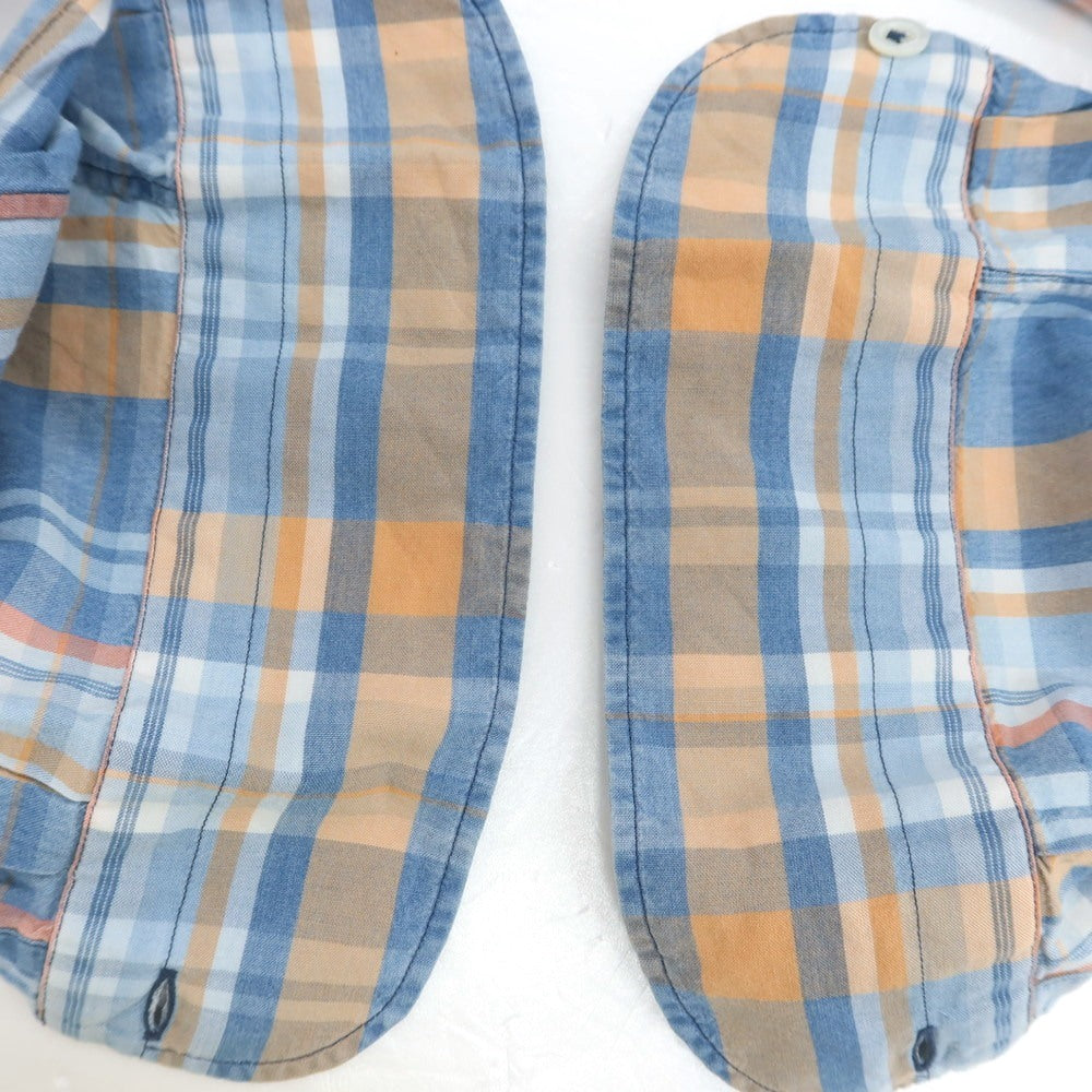 【中古】ジャンネット giannetto コットン チェック ボタンダウン カジュアルシャツ ブルーxオレンジ【 44 】【 状態ランクB 】【 メンズ 】