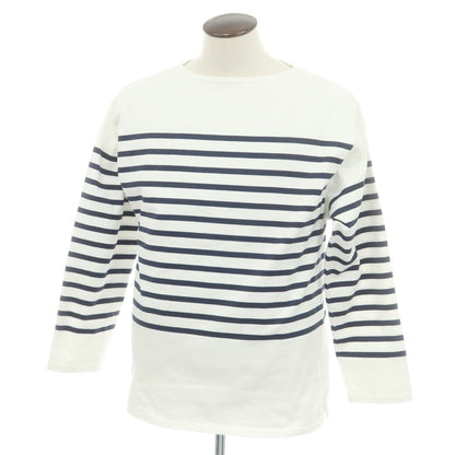 【中古】シオタ CIOTA コットン ボーダー ボートネック 長袖Ｔシャツ ホワイトxネイビー【 6 】【 状態ランクB 】【 メンズ 】