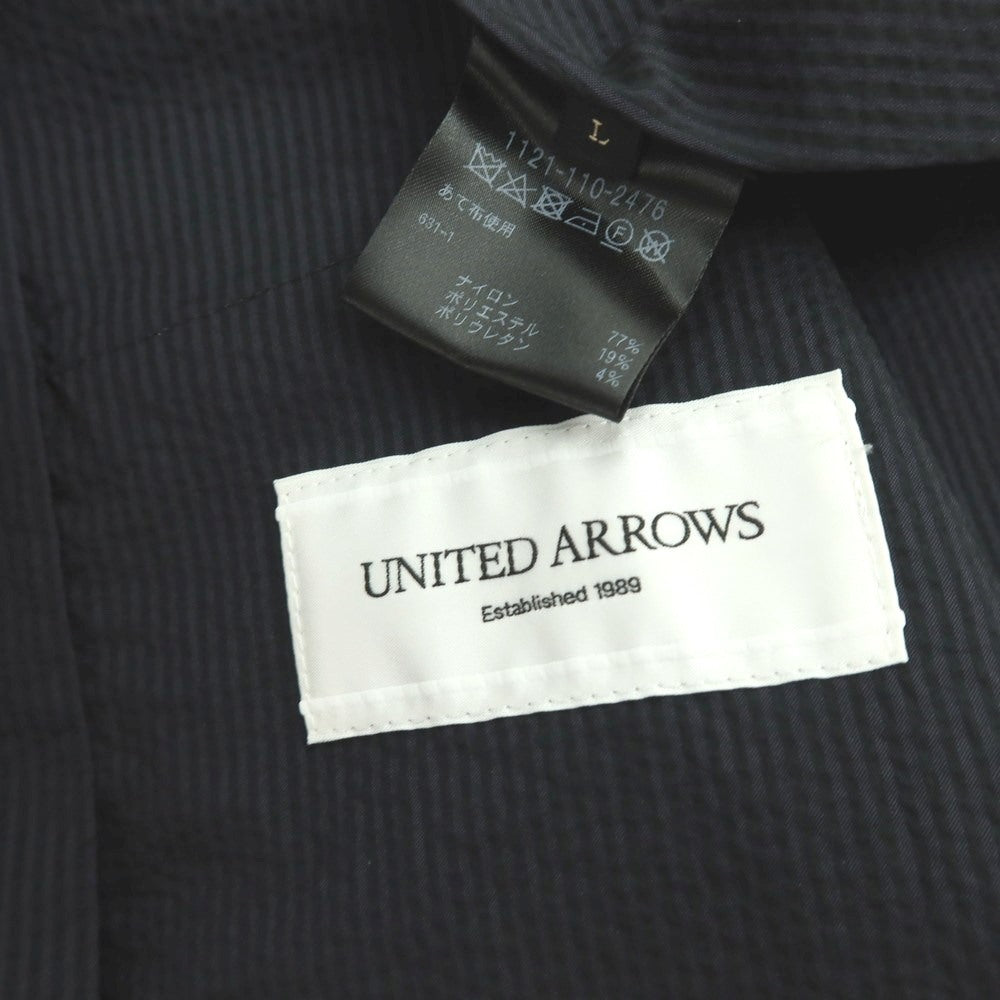 【中古】ユナイテッドアローズ UNITED ARROWS ストレッチ ナイロンポリエステル シアサッカー ストライプ 2B カジュアルジャケット ネイビー【 L 】【 状態ランクB 】【 メンズ 】