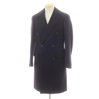 【中古】サルトリアパルマ Sartoria Parma BEAMS F別注 ウール ヘリンボーン織り ダブルブレストコート ネイビー【 44 】【 状態ランクB 】【 メンズ 】