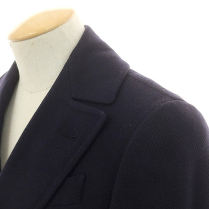 【中古】サルトリアパルマ Sartoria Parma BEAMS F別注 ウール ヘリンボーン織り ダブルブレストコート ネイビー【 44 】【 状態ランクB 】【 メンズ 】