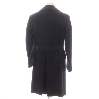 【中古】サルトリアパルマ Sartoria Parma BEAMS F別注 ウール ヘリンボーン織り ダブルブレストコート ネイビー【 44 】【 状態ランクB 】【 メンズ 】