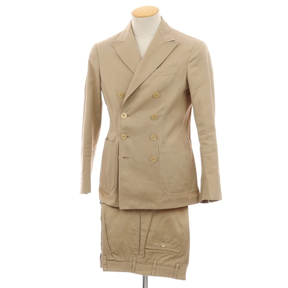 【中古】ザ ジジ THE GIGI ZIGGY コットンリネン 8B ダブルスーツ ベージュ【サイズ42】【 状態ランクC 】【 メンズ 】