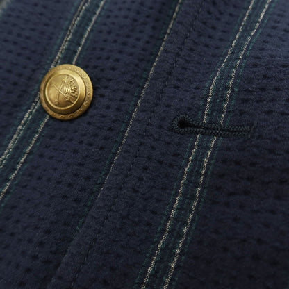 【中古】ザ ジジ THE GIGI ストレッチ コットン シアサッカー ストライプ ダブル8B カジュアルジャケット ネイビー【 42 】【 状態ランクC 】【 メンズ 】