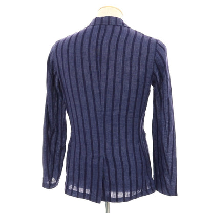 【中古】ジャンネット giannetto コットンリネン ストライプ 2B カジュアルジャケット ネイビー【 42 】【 状態ランクB 】【 メンズ 】