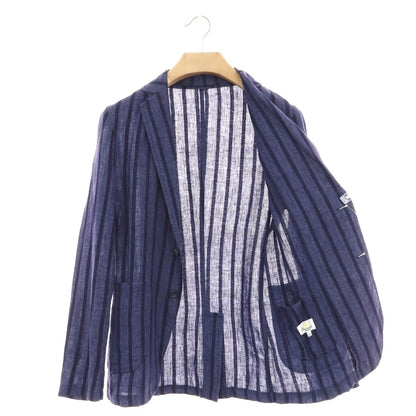 【中古】ジャンネット giannetto コットンリネン ストライプ 2B カジュアルジャケット ネイビー【 42 】【 状態ランクB 】【 メンズ 】