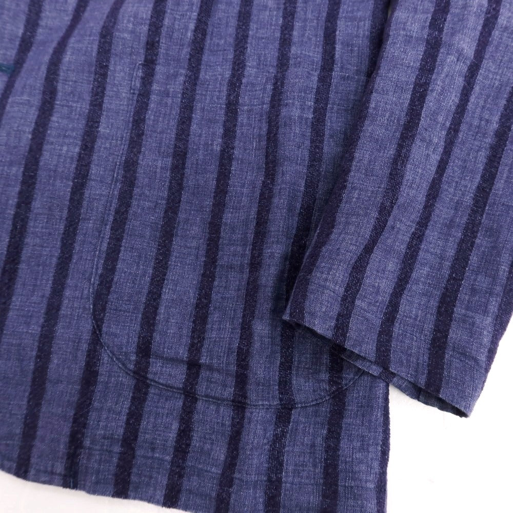 【中古】ジャンネット giannetto コットンリネン ストライプ 2B カジュアルジャケット ネイビー【 42 】【 状態ランクB 】【 メンズ 】