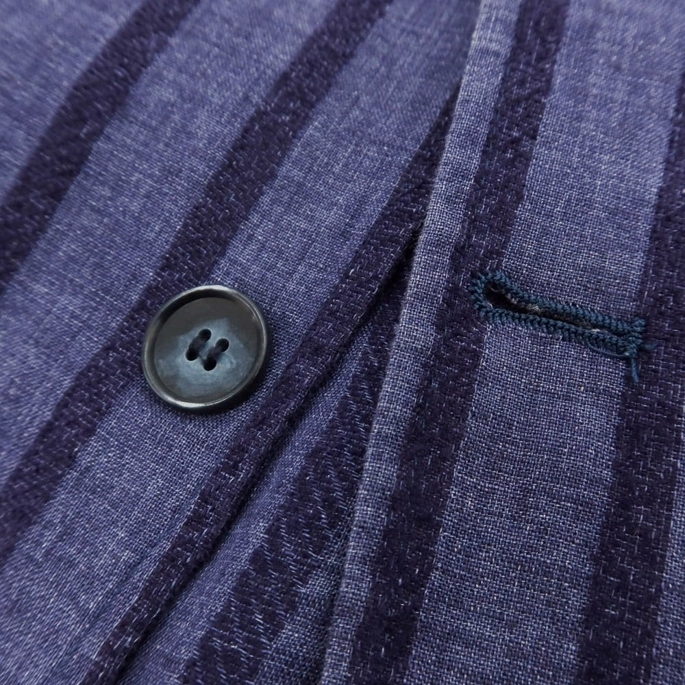 【中古】ジャンネット giannetto コットンリネン ストライプ 2B カジュアルジャケット ネイビー【 42 】【 状態ランクB 】【 メンズ 】